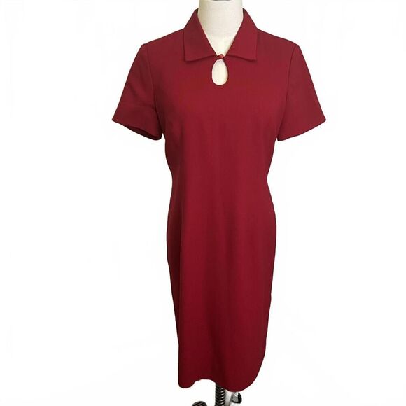 Vintage Mary Kay by Linda Gunnerson Women's 4P Short Sleeve Collared Midi Dress - Picture 1 of 10